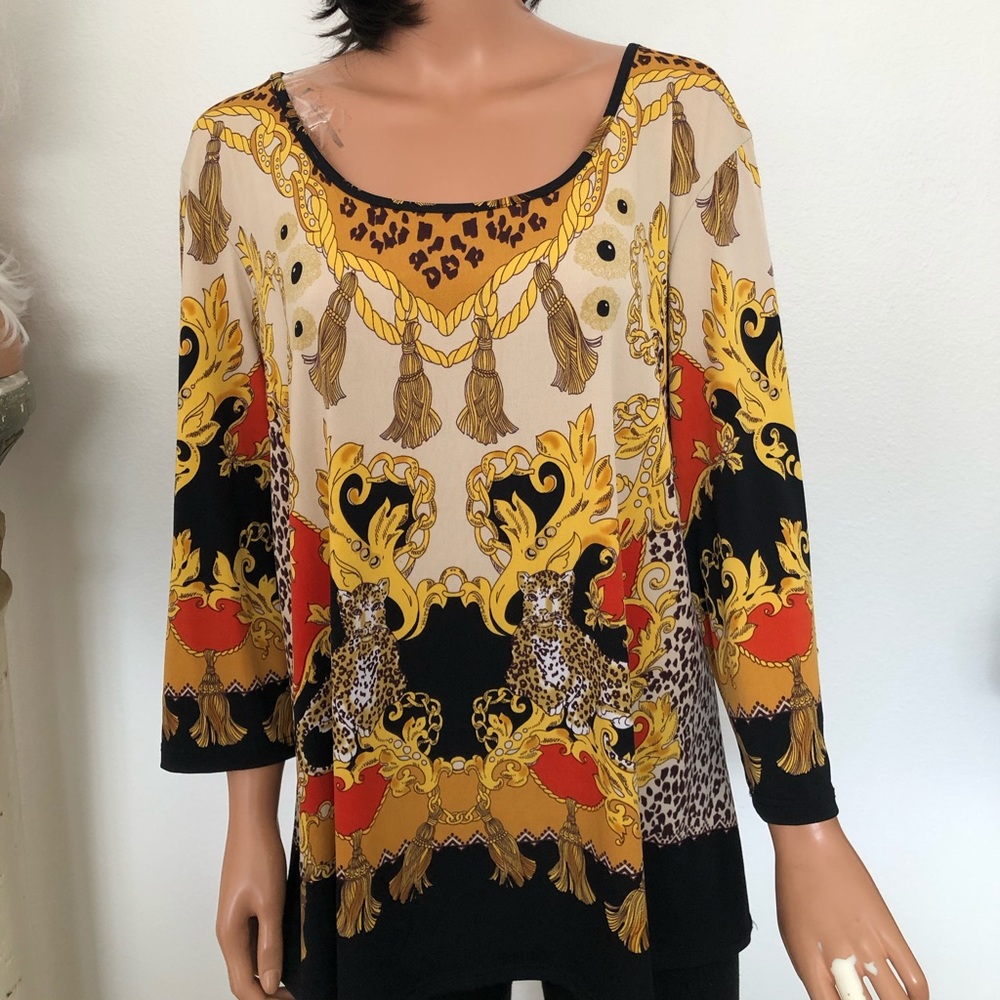 Anthony Original Plus Sz 1X Tunic Leopard Designer